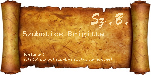 Szubotics Brigitta névjegykártya